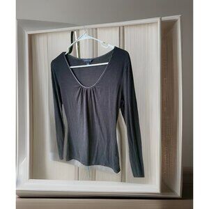 Banana Republic Black Knit Shirt Top Ruched Long Sleeve Grunge Goth Y2K Womens S